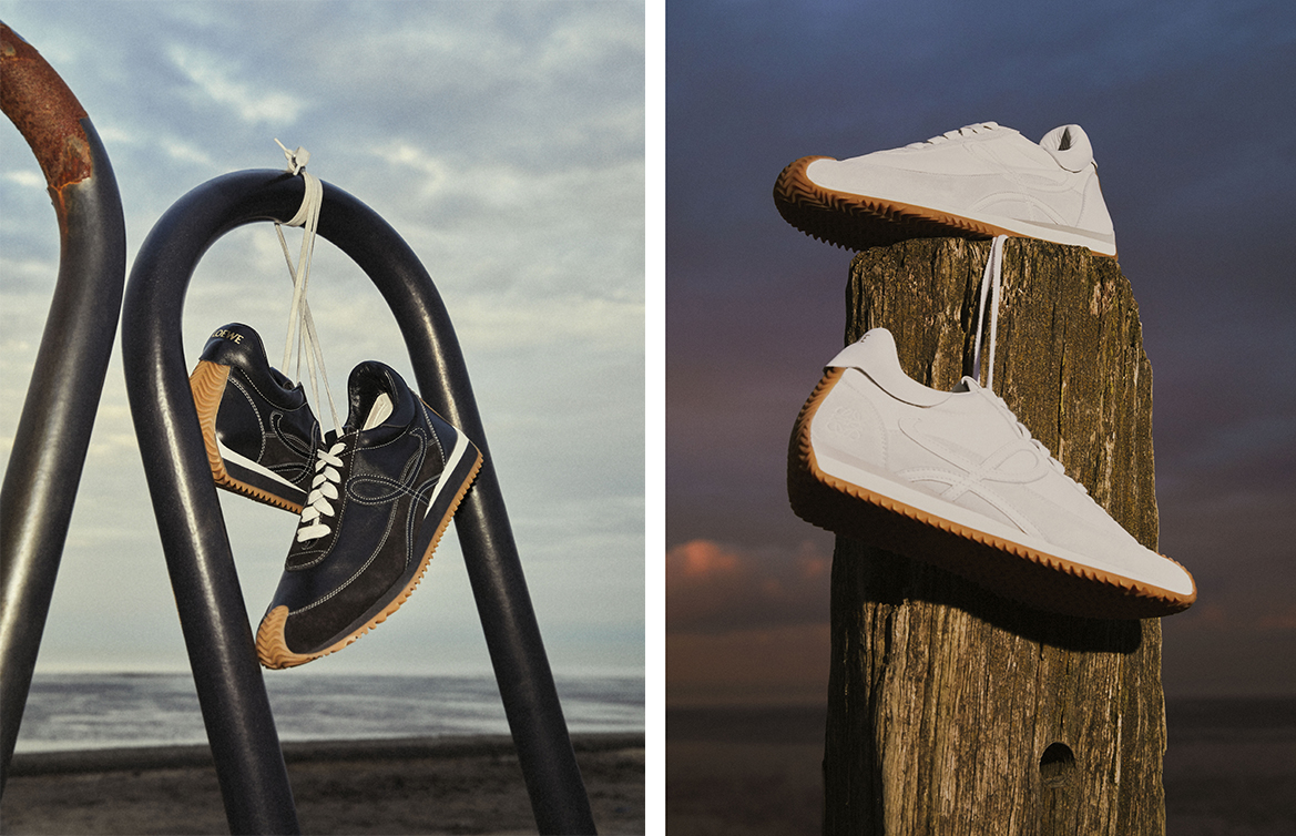 踏上集复古与摩登于一身的LOEWE 经典Flow Runner 运动鞋，塑造解构时尚 